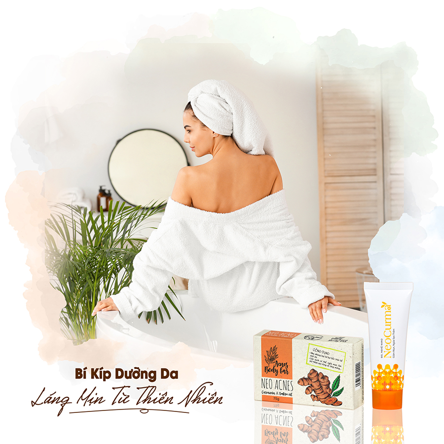 Bộ đôi Xà phòng Curcumin Neo Acnes & Gel Nghệ NeoCurma - Giảm mụn mờ thâm vùng lưng, cơ thể