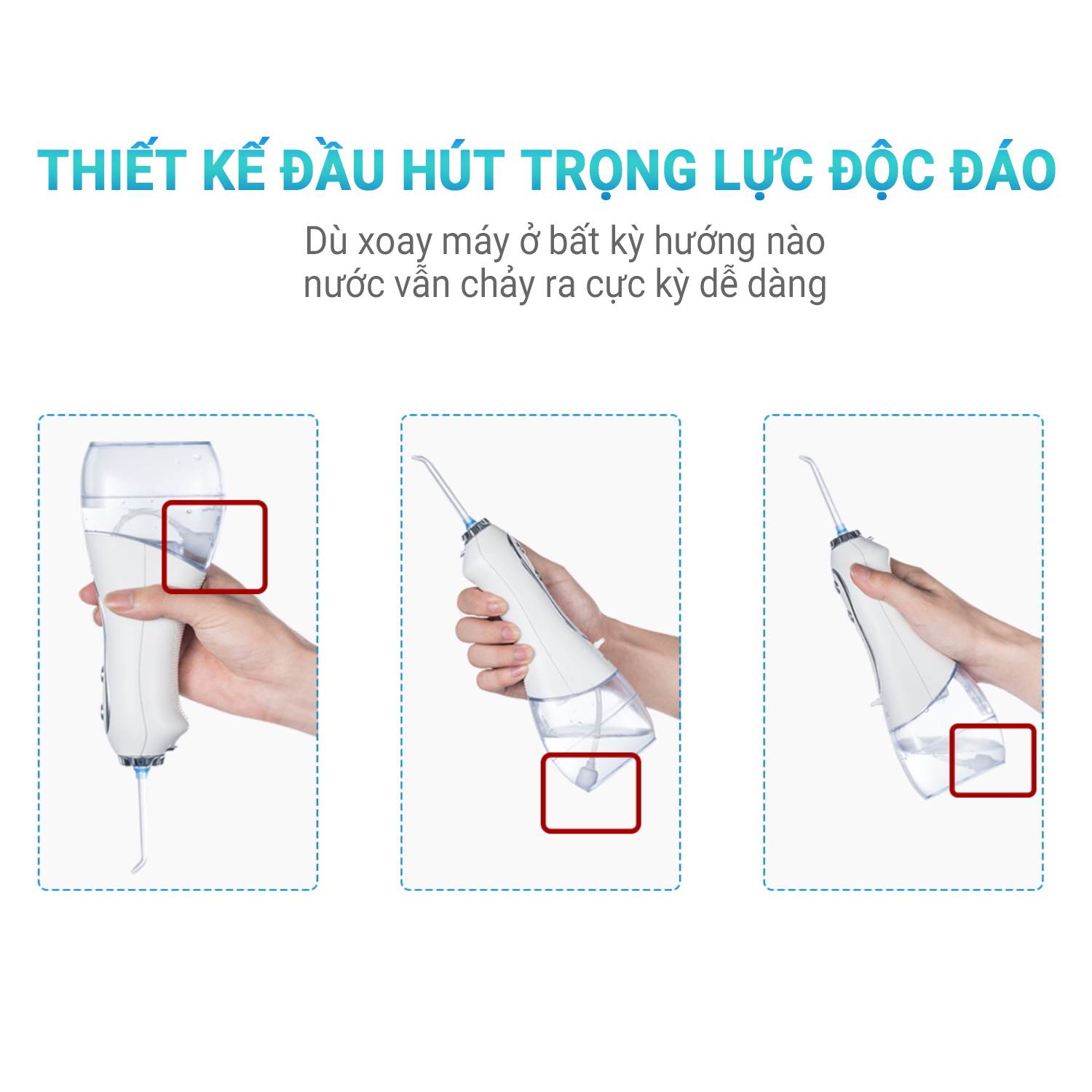 Máy Tăm Nước Cầm Tay H2OFloss HF-6 Sạch Răng Màu Trắng - Hàng Chính Hãng