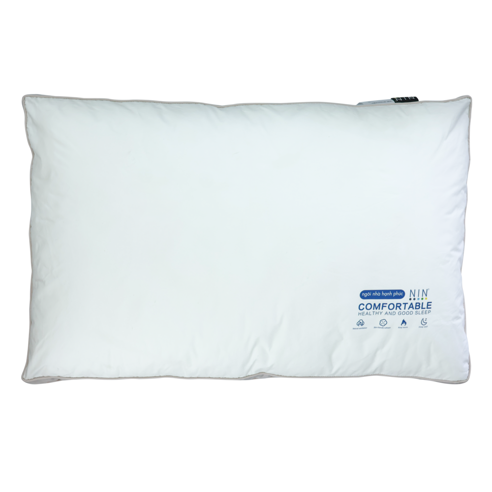Gối khách sạn 5 sao, ruột gối đầu lông vũ nhân tạo microfiber Hotel Pillow NIN House 48x74cm cao cấp