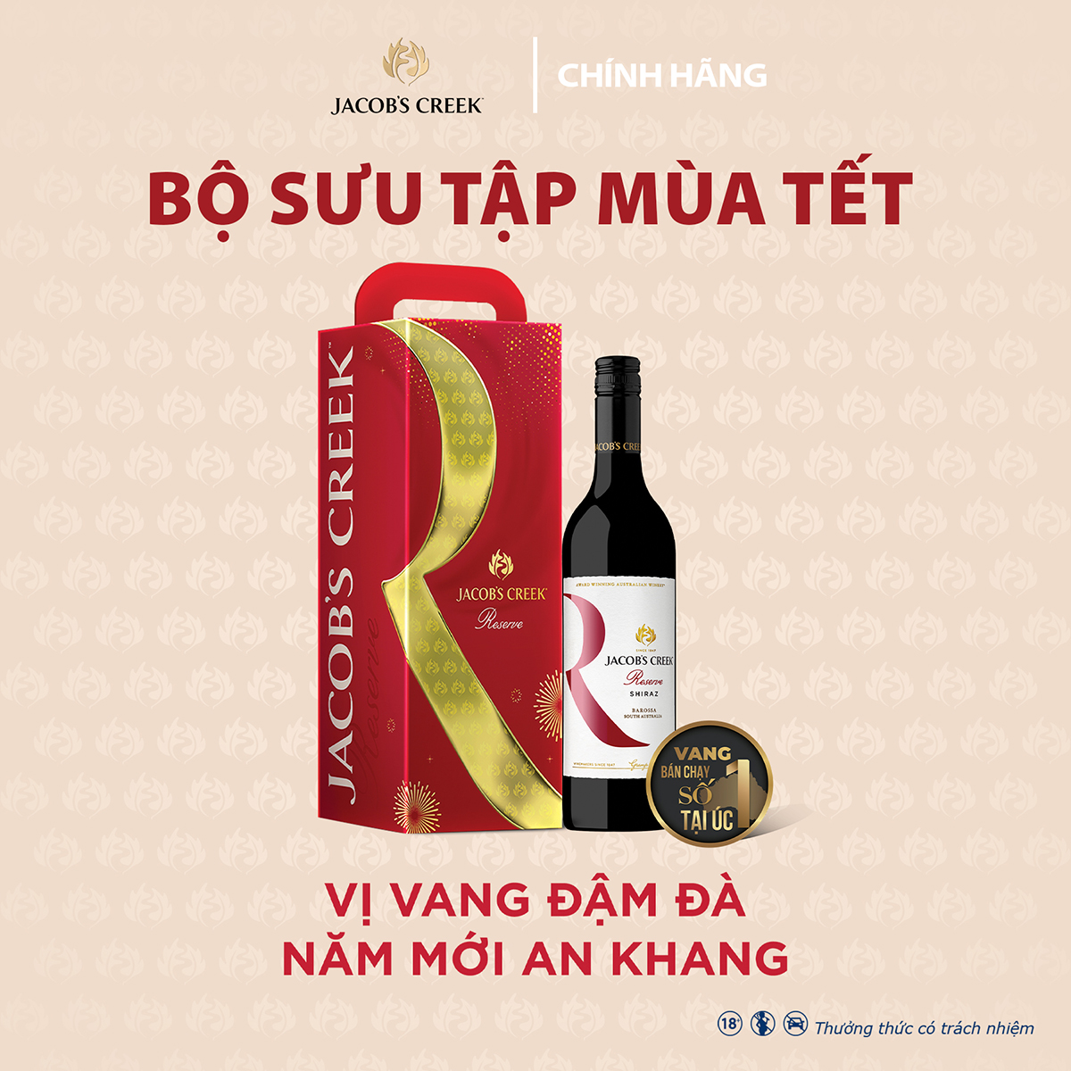 Bộ sản phẩm rượu vang đỏ Úc Jacob's Creek Reserve Shiraz 750ml 12%-14%