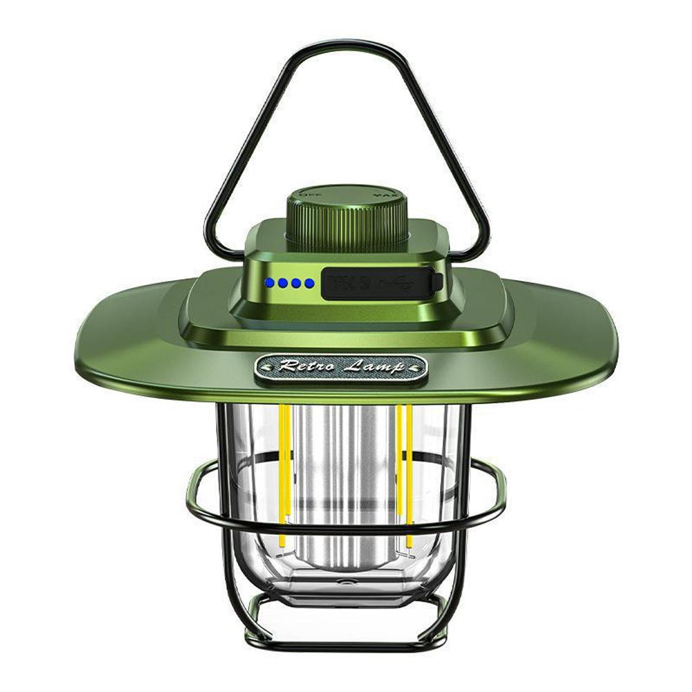 Retro Camping Light LED Campsite Lantern Rechargeable Tent Lamp Waterproof Portable Power Bank Stepless Dimming for Camping Tent Hiking Fishing