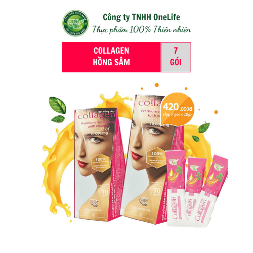 Thực Phẩm Chức Năng Collagen Hồng Sâm Cao Cấp OneLife - Hộp 7 gói