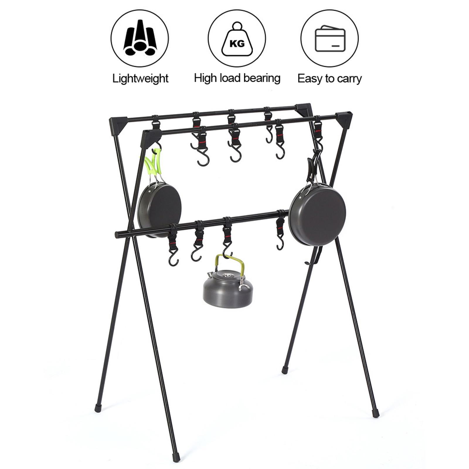 Portable Camping Hanging Rack Folding Tripod Triangle Rack Stand for Backpacking