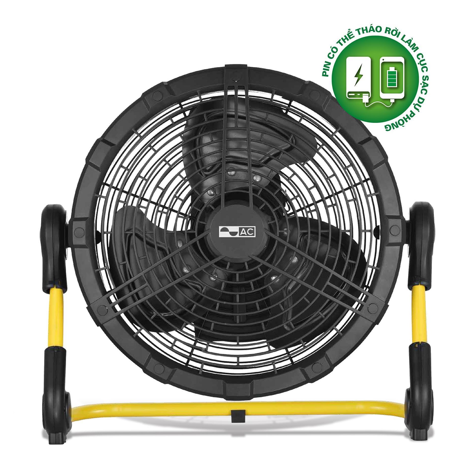 Quạt sạc AC ARF02D123DB (20W), cánh 12 inch - Đen - Hàng Chính Hãng