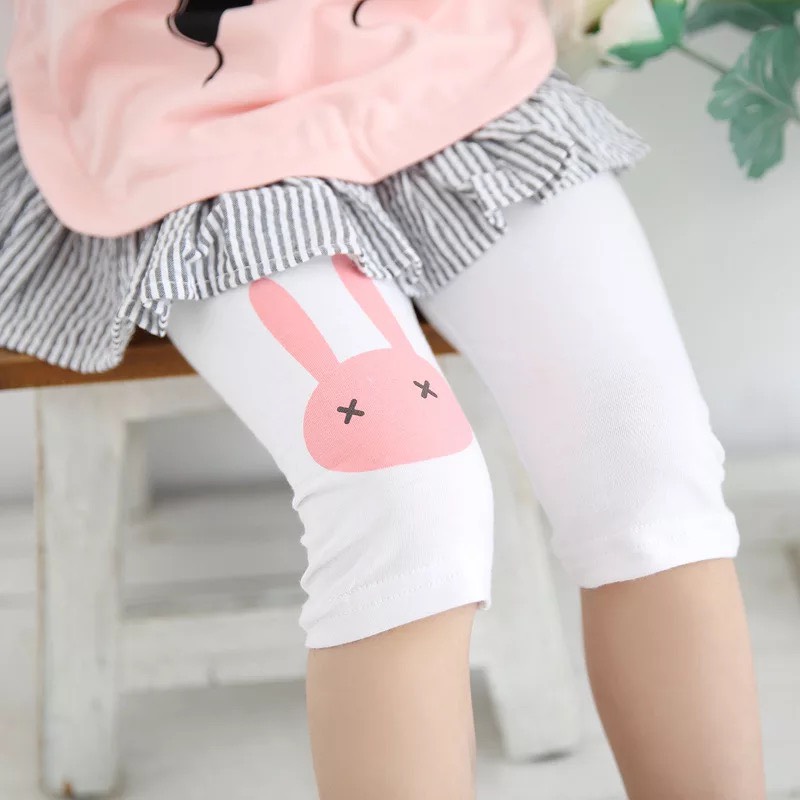 (Hàng đẹp video) Quần legging lửng quần thun lửng cotton quần ngố bé gái 2-8 tuổi chú thỏ chất siêu nhẹ mát