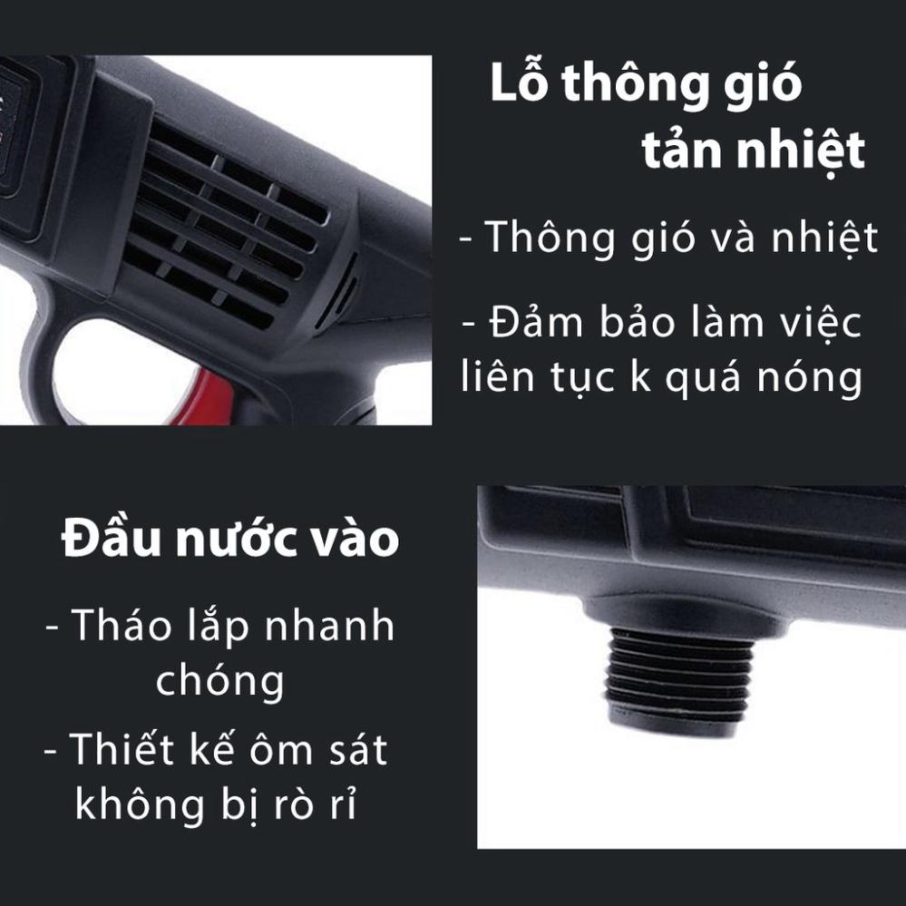 Máy rửa xe dùng pin - Tiện dụng, áp suất cao, pin 199V - Tặng dây dài 5m và bình tạo bọt