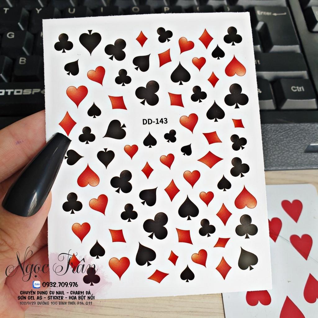 Sticker 3D bài tây - Hình dán móng tay
