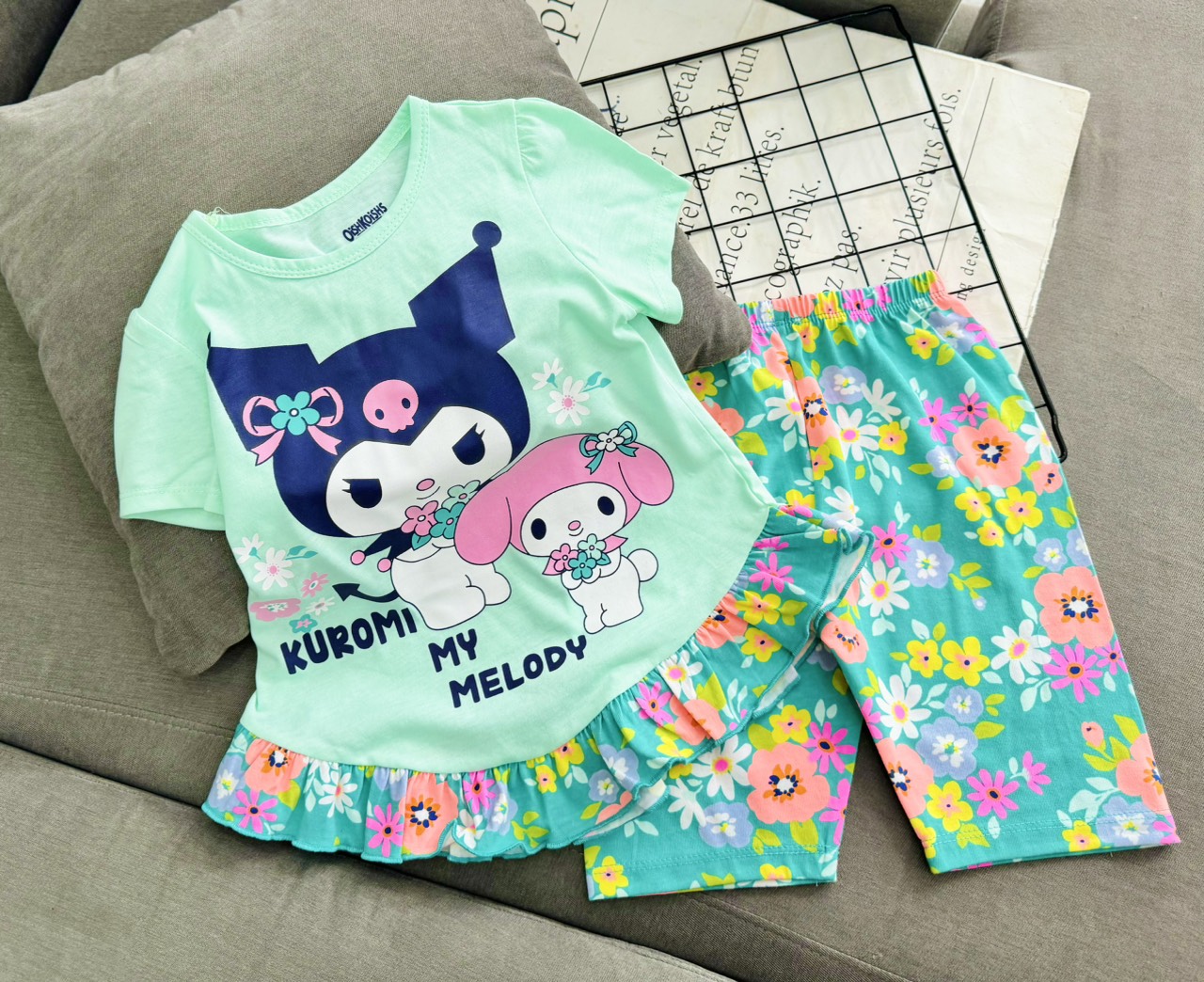 Đồ bộ bé gái, bộ cộc tay mùa hè cho bé gái đi học size 8-25kg chất cotton mềm mịn mát