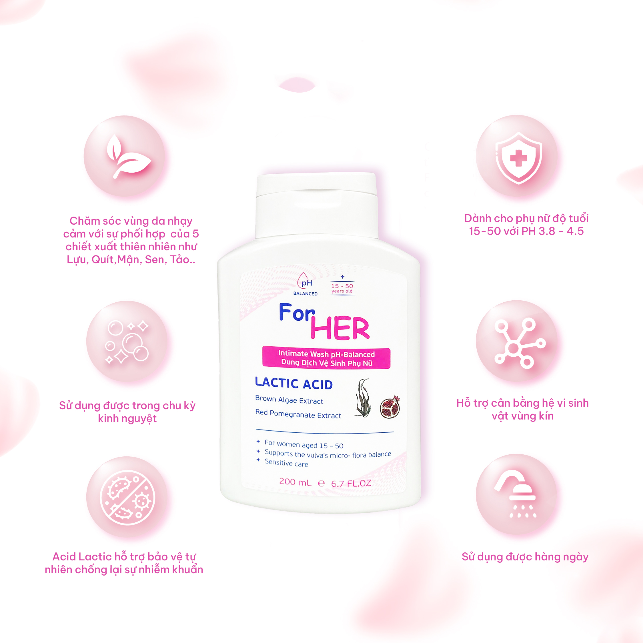 Dung dịch vệ sinh phụ nữ ForHer chiết xuất thiên nhiên, dịu nhẹ