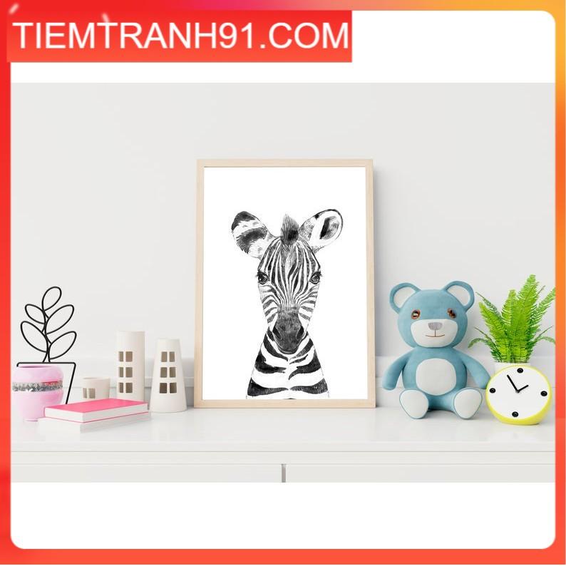 Tranh treo tường | Tranh cho bé-Zebra Nursery Wall Art, Baby Animal Decor 66 , tranh canvas giá rẻ