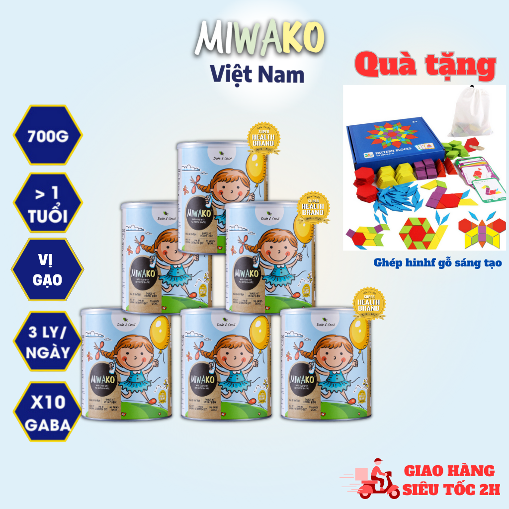 Sữa Công Thức Hạt Thực Vật Hữu Cơ MIWAKO 700g Vị gạo x 6 Hộp- Miwako Việt Nam