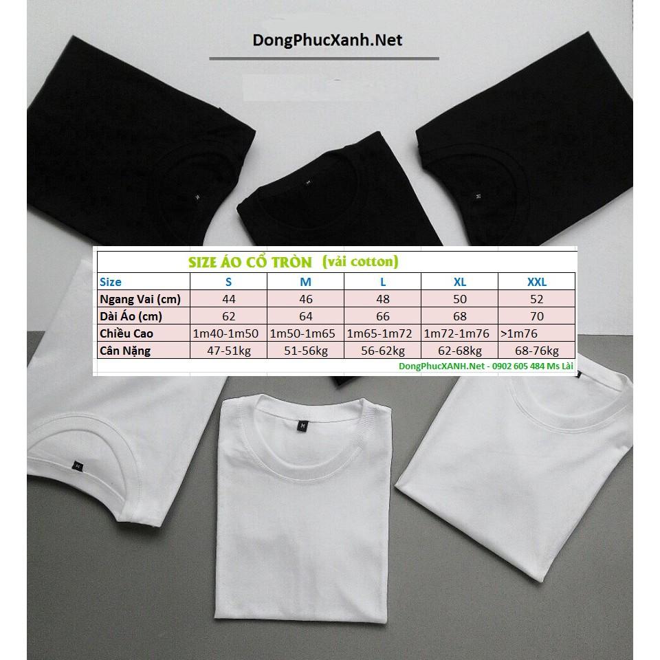 Áo thun cotton cổ tròn màu đen Nam Nữ (DongPhucXanh.Net)