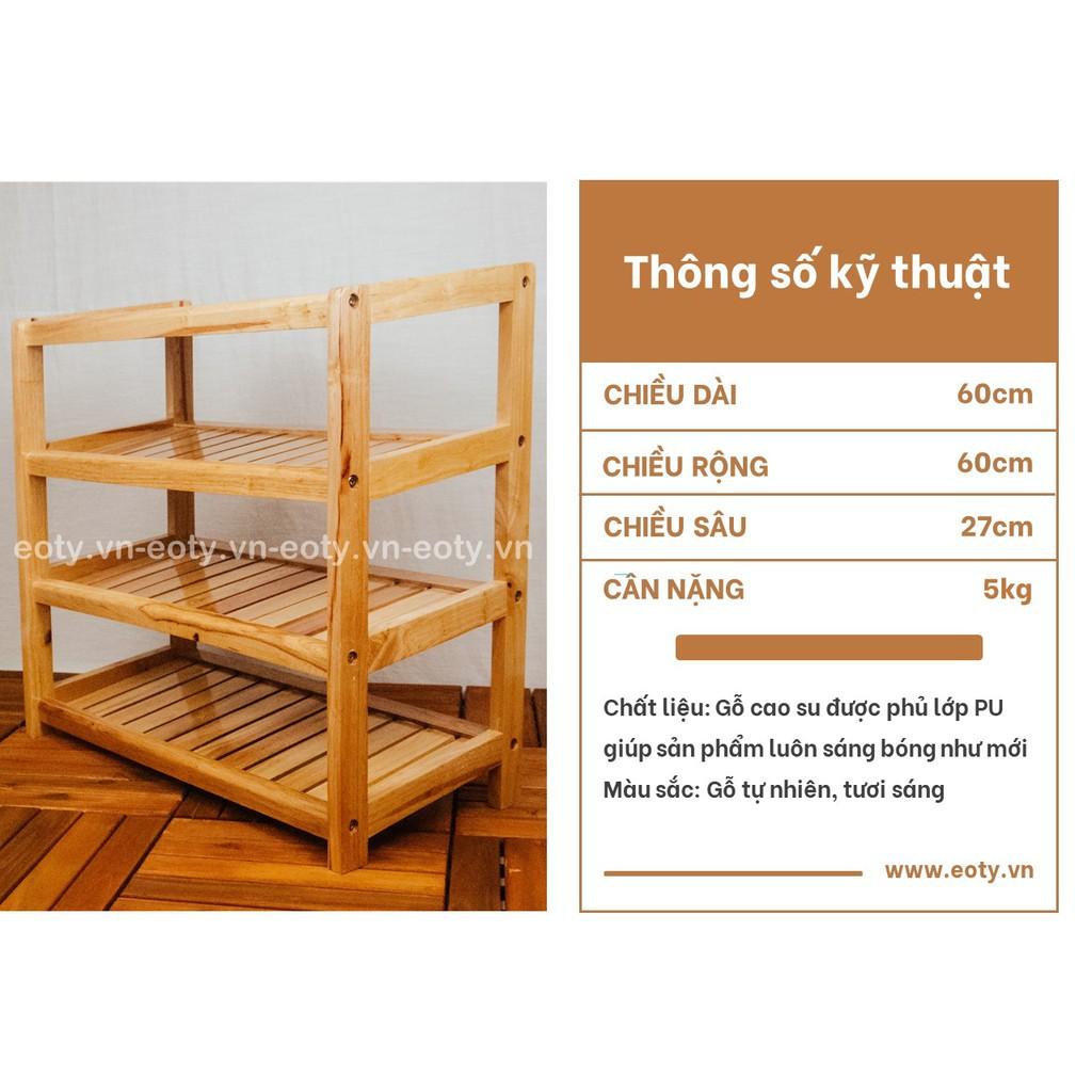 Kệ để giày dép 3 tầng, 4 tầng, 5 tầng có móc sắt 60cm gỗ cao su
