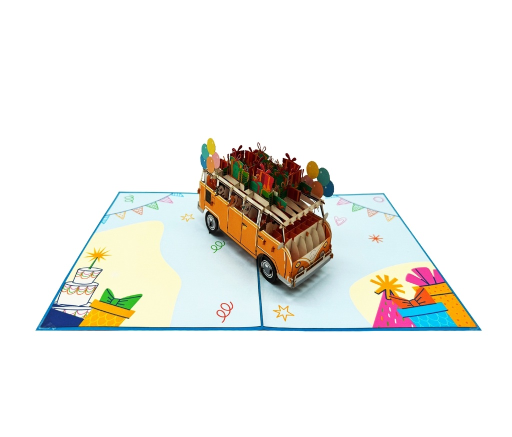 B31 -  Thiệp 3D Xe Buýt Sinh Nhật – Birthday Van – Pop Up Card Viethands Giftshop