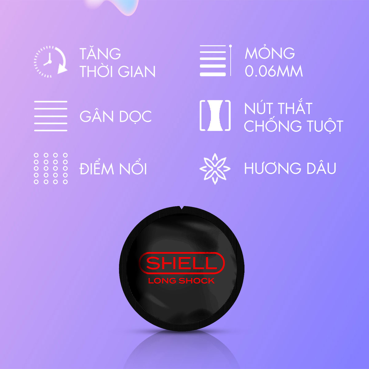 Bao cao su Shell Triple Mix - Siêu mỏng, mát lạnh, gân gai - Hộp 12 cái