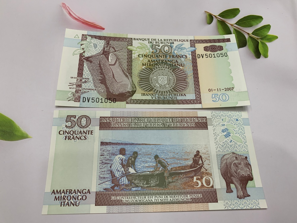 Tiền cổ Burundi 50 Francs - quốc gia nghèo nhất châu Phi - tặng phơi nylon bảo quản tiền