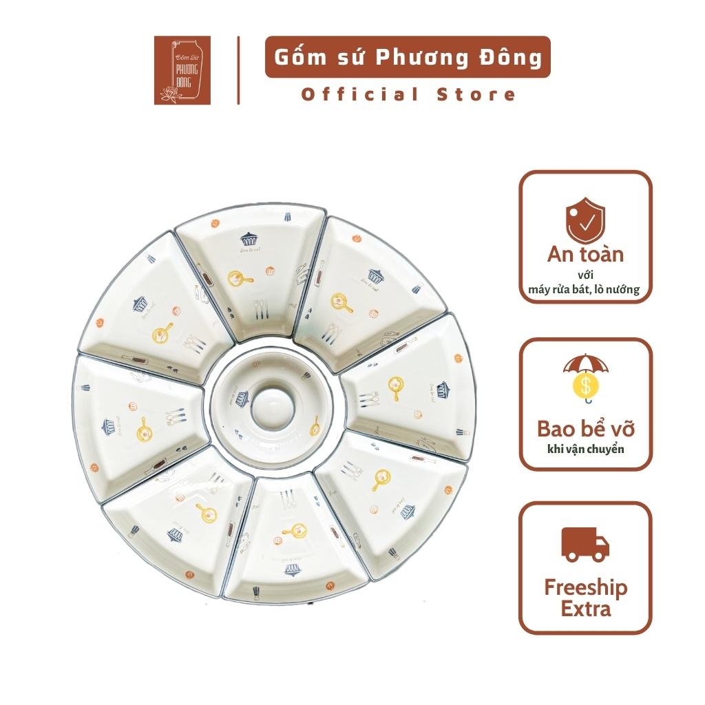 Bộ Bát Đĩa Mặt Trời Gốm Sứ  Cao Cấp Phong Cách Bắc Âu Mã PDS003 Họa Tiết Dễ Thương Hàng Sẵn