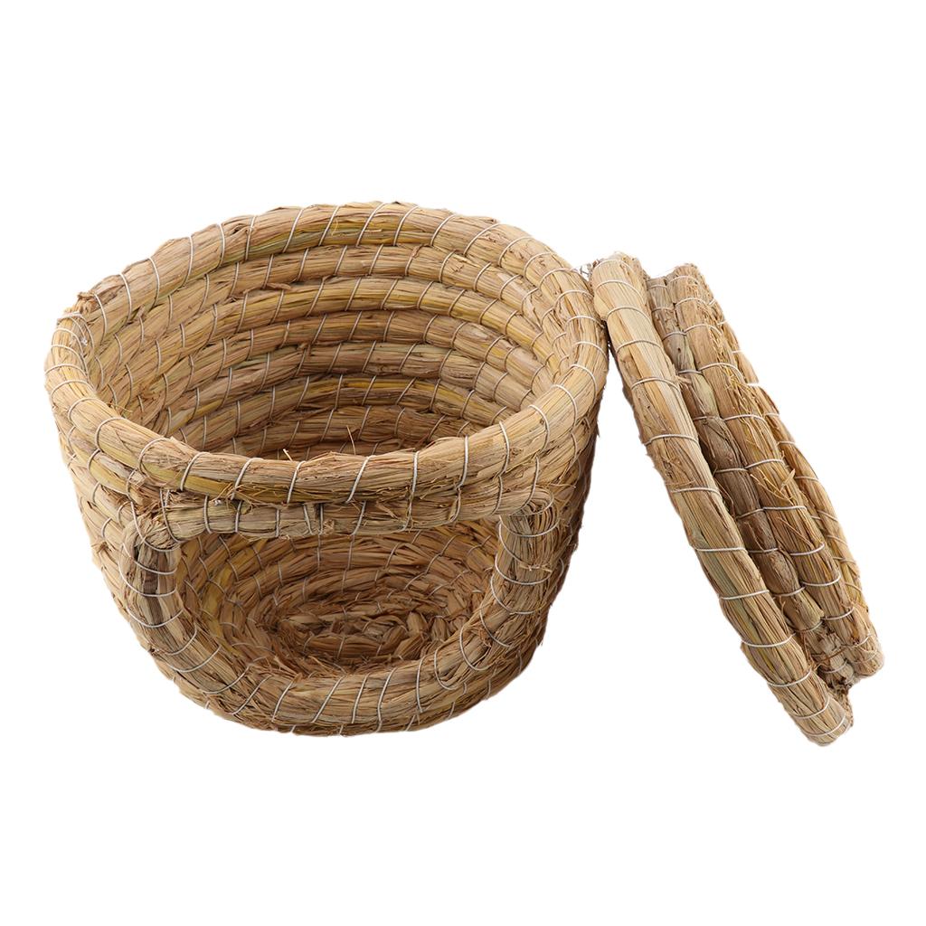 Straw Woven Bird Cage Hamster Rat Squirrel Parrot Chinchilla House Bed S