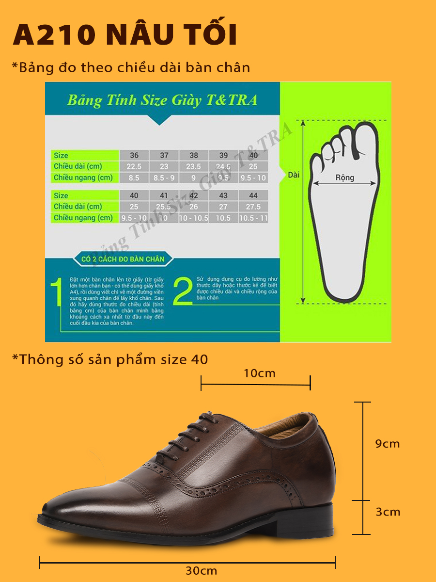 Giày Cao Nam T&TRA A210NT