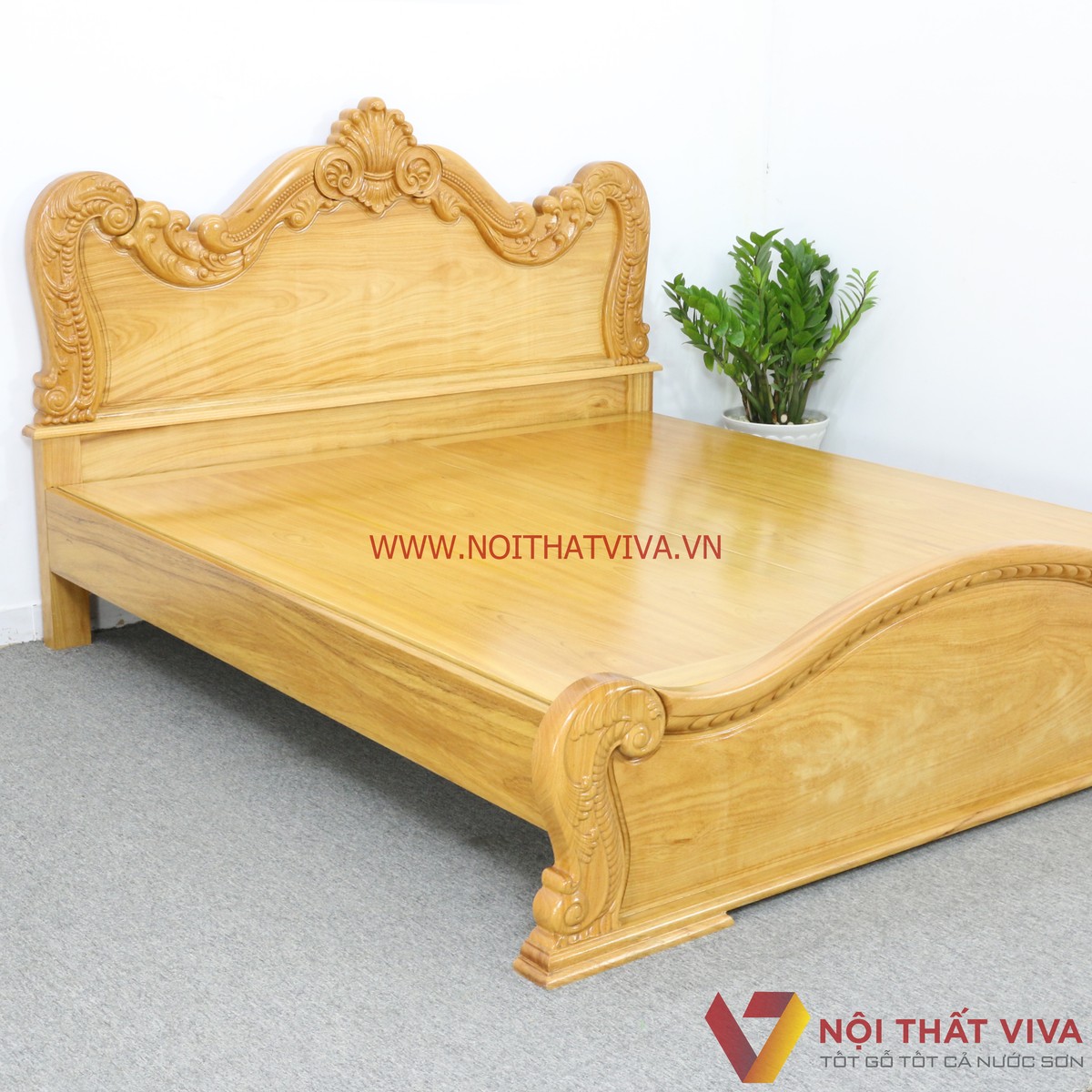 Giường Ngủ Gõ Đỏ Vạt Phản Chạm Hoa Văn Tân Cổ Điển Cao Cấp