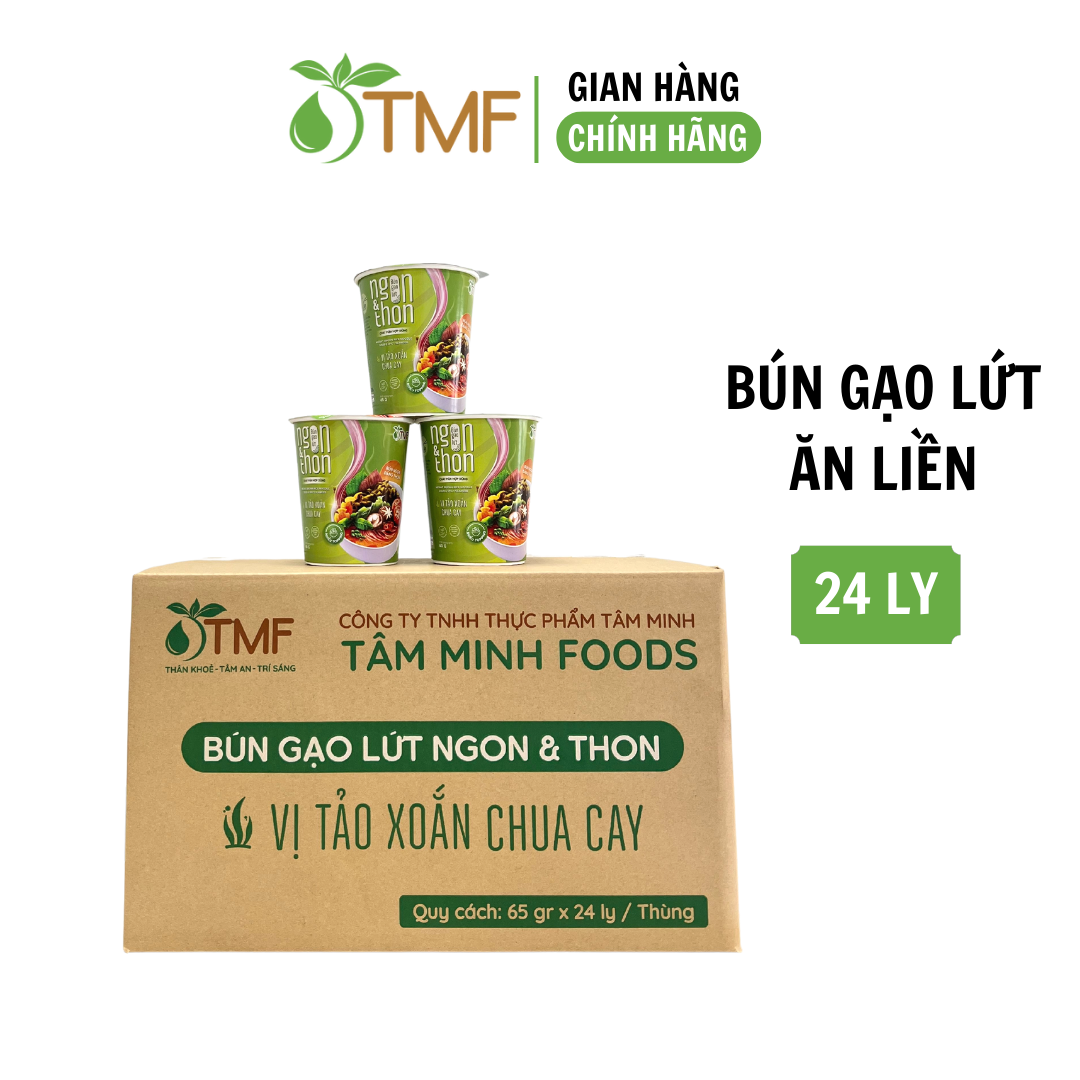 Thùng bún gạo lứt ăn liền NGON &amp; THON - Vị tảo xoắn chua cay