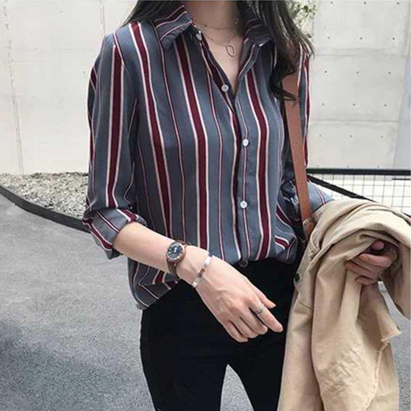Áo sơ mi kẻ sọc dáng rộng vintage