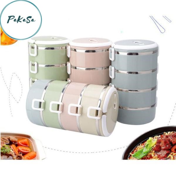 Hộp cơm ( CÀ MEN ) giữ nhiệt 4 tầng lúa mạch cao cấp ( màu ngẫu nhiên)