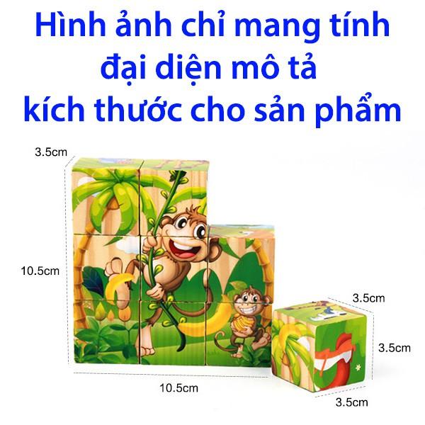 Xếp Hình Khối Lập Phương Gỗ 3D - 9 khối lập phương 6 mặt xếp được 6 hình cho bé