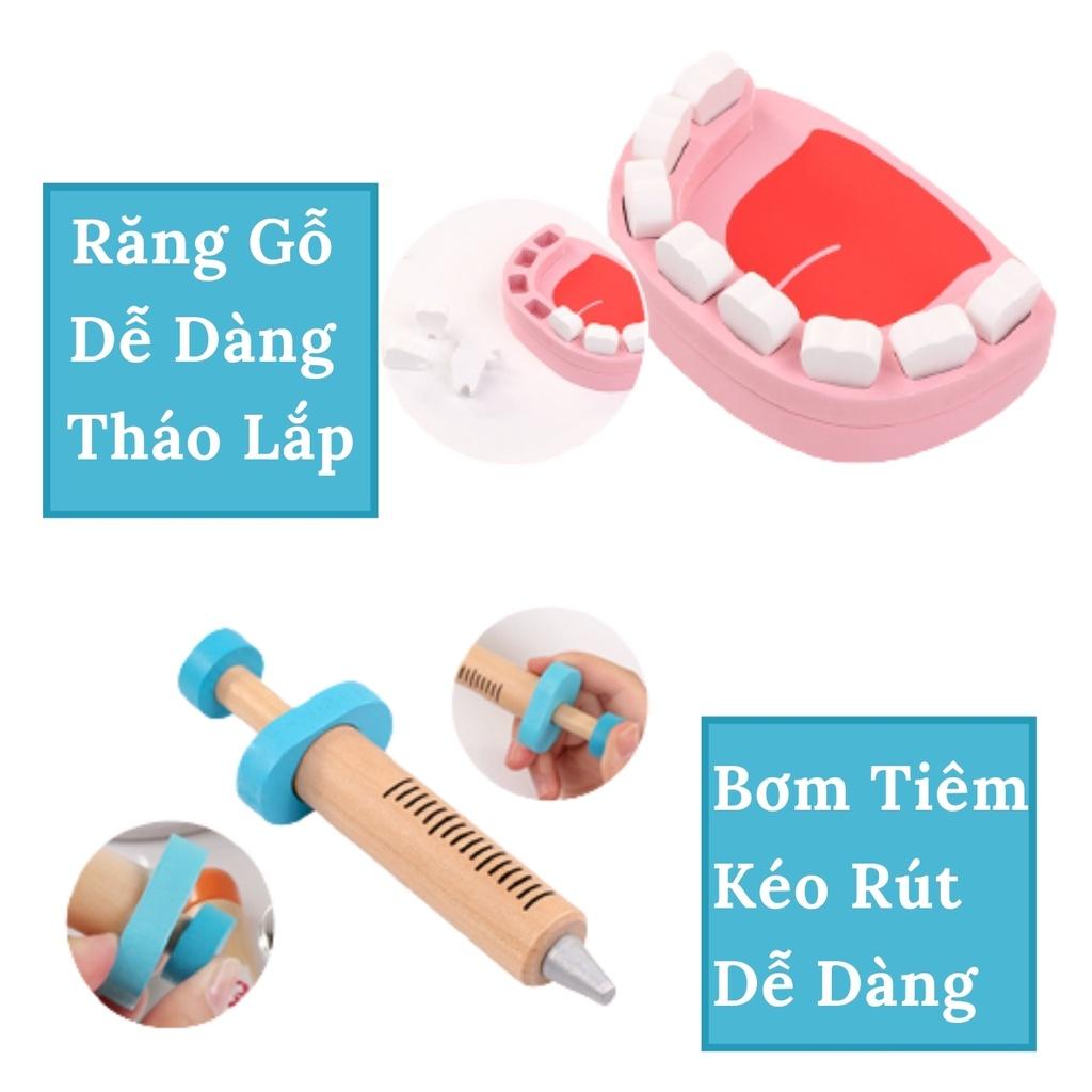 Bộ Đồ Chơi Bác Sỹ Gỗ Đóng Vai Bác Sĩ Nha Khoa Cho Bé 20 Chi Tiết Đẹp, Giống Như Thật - Đồ Chơi Gỗ Cho Bé Trai, Bé Gái.