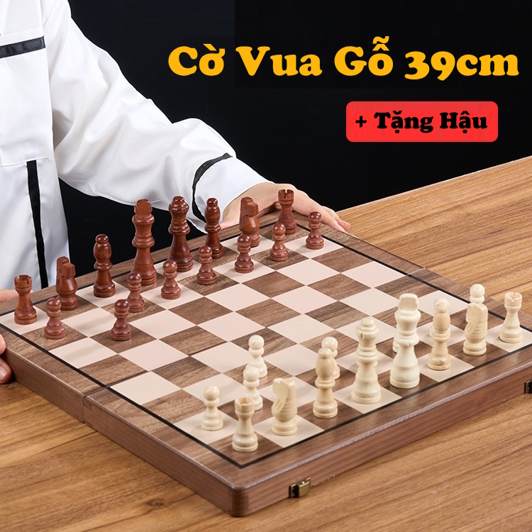 Cờ Vua Gỗ Nam Châm Cỡ Cực Đại 39*39*5cm Có Tặng Hậu Gỗ Thông Tự Nhiên An Toàn Cao Cấp Chính Hãng