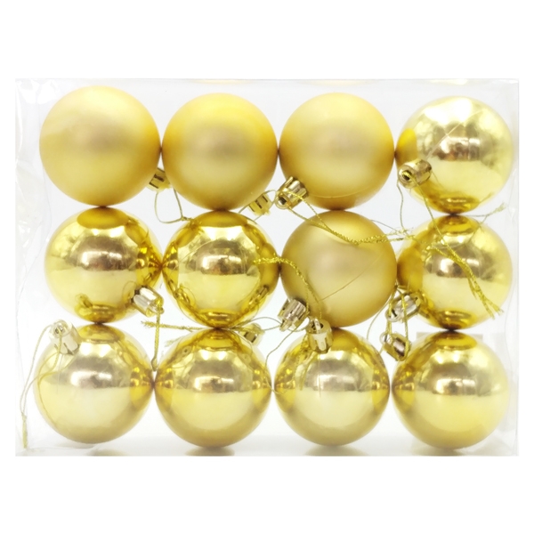 Hộp 12 Trái Châu Giáng Sinh - Mẫu 3 - Màu Vàng Gold