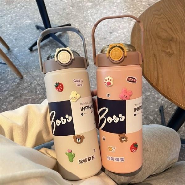 Bình giữ nhiệt BOSS 1200ml có quai xách,ống hút