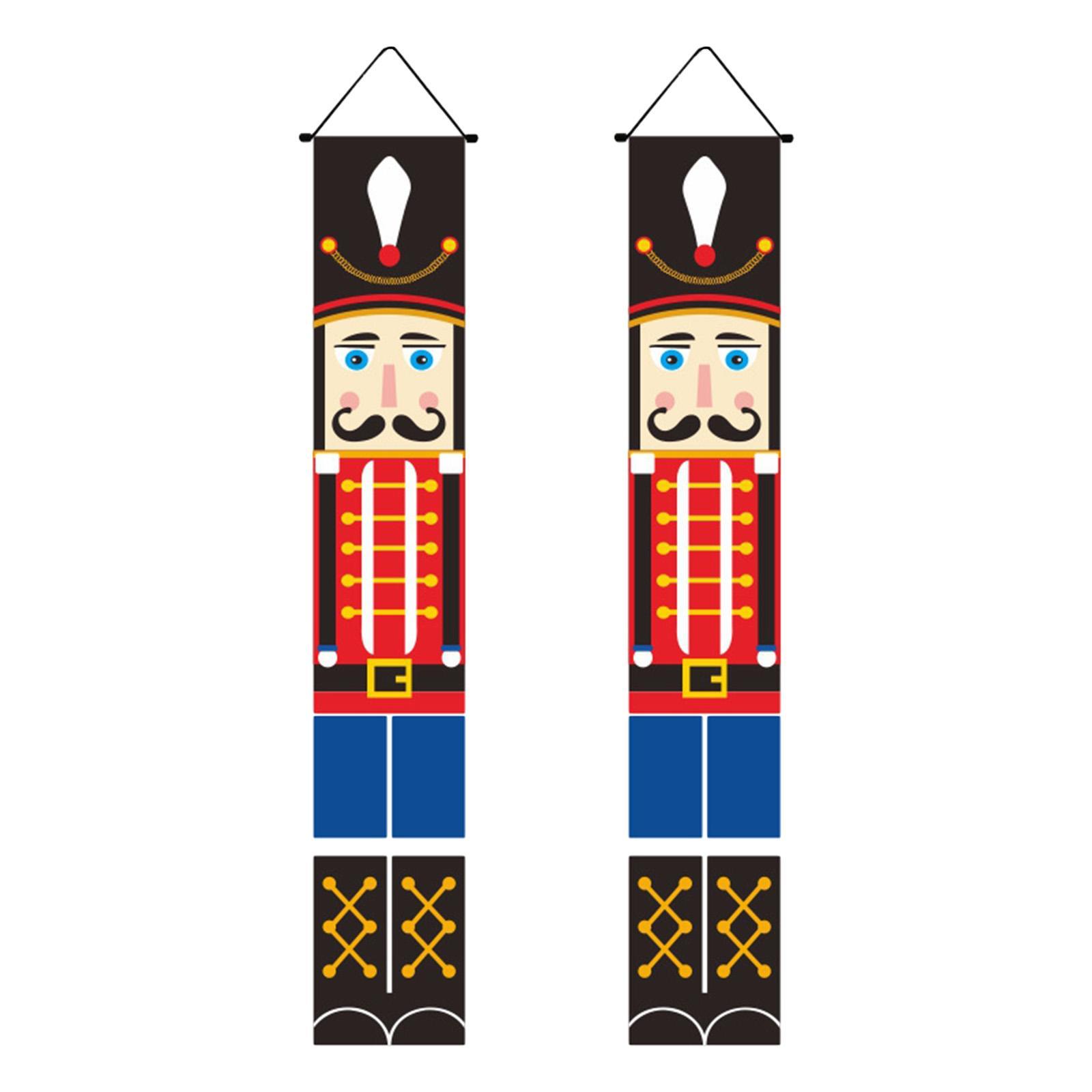 Christmas  Couplet Xmas Porch Sign Nutcracker Curtain Hanging Christmas  Door  for Garden Party  Garage