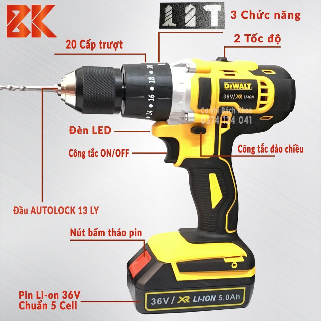 Máy Khoan Dewalt 36V- 3 Chức Năng - Khoan bê tông, Không chổi than, Máy bắt Vít 36V Có Búa