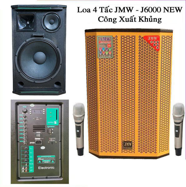 Dàn Karaoke di động JMW J6000 - Loa kéo 3 đường tiếng bass 4 tấc, 1 mid, 1 treble - Công suất lên đến 700W - Kèm 2 micro không dây UHF cao cấp - Đầy đủ kết nối Bluetooth, AV, USB - Hát karaoke offline dễ dàng qua dễ dàng qua CloudKaraoke - Hàng nhập khẩu