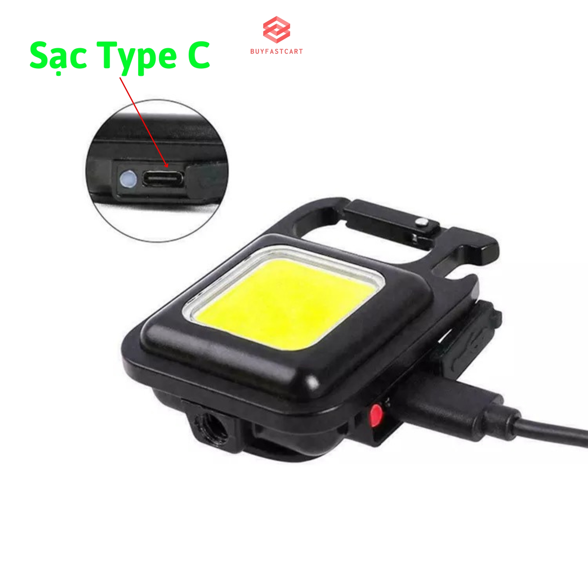 Đèn pin mini móc khóa Buyfastcart Keychain Light siêu sáng 6-&gt;8 giờ đồ chơi đa năng - Hàng chính hãng