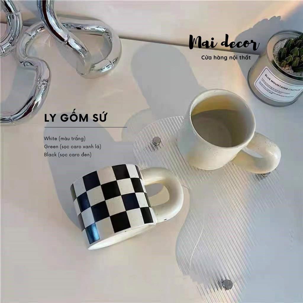Ly dĩa gốm sứ có quai cao cấp dày dặn, họa tiết trendy phong cách Hàn Quốc Chất liệu ly được nung từ gốm sứ cao cấp, th