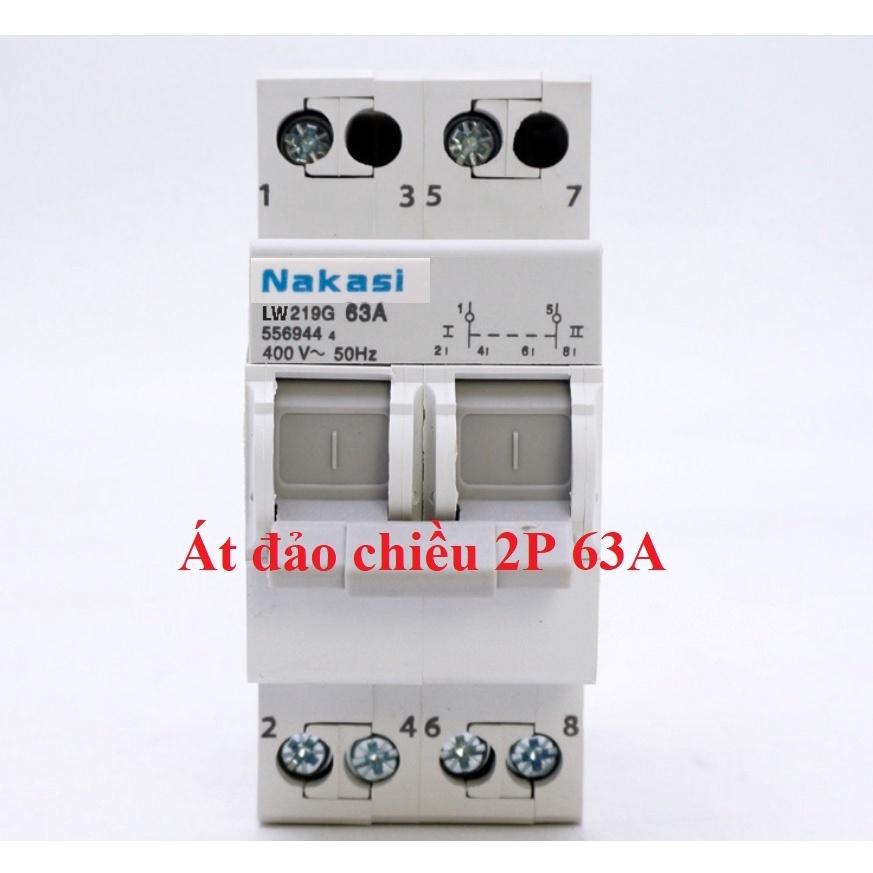 Aptomat đảo chiều 2P 63A Nakasi - Át đảo 2P 63A cho 2 nguồn điện