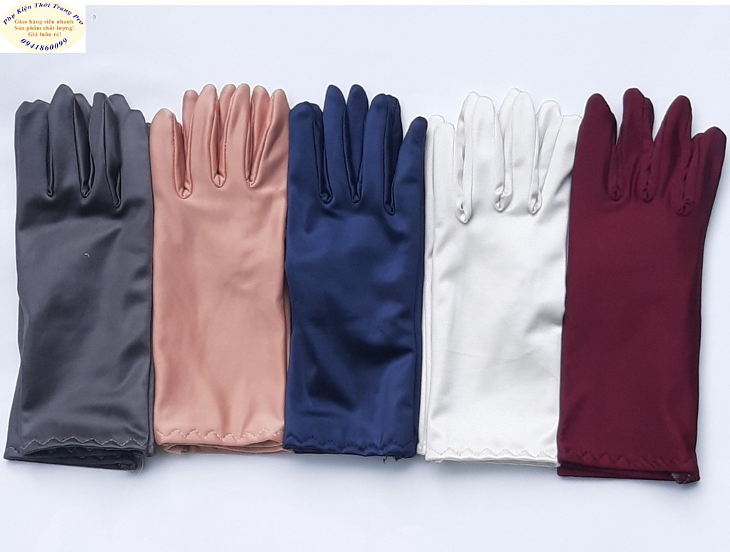 Găng tay, Bao tay nữ Chống nắng Dày 2 lớp dày Dài 26cm Kiểu bít ngón Không in hình Chất liệu thun lạnh mềm mịn, co giãn