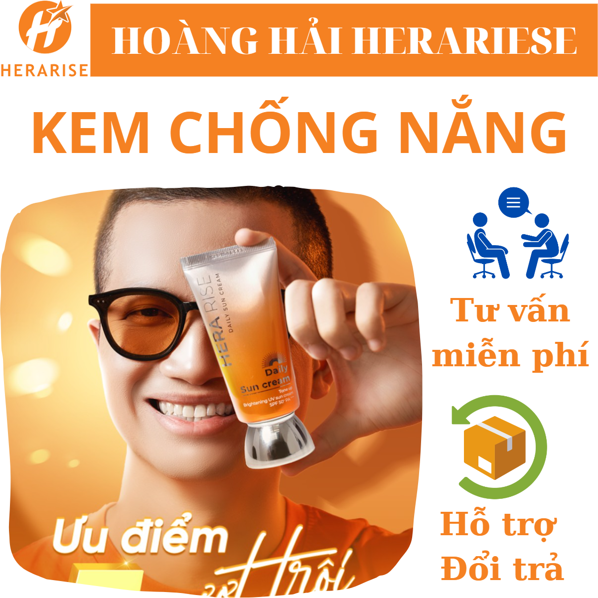 [Mua 2 Tặng 2] 2 Kem Chống Nắng Herarise Daily Sun Cream 45g + 2 Tẩy Trang Tinh Chất Trà Đen