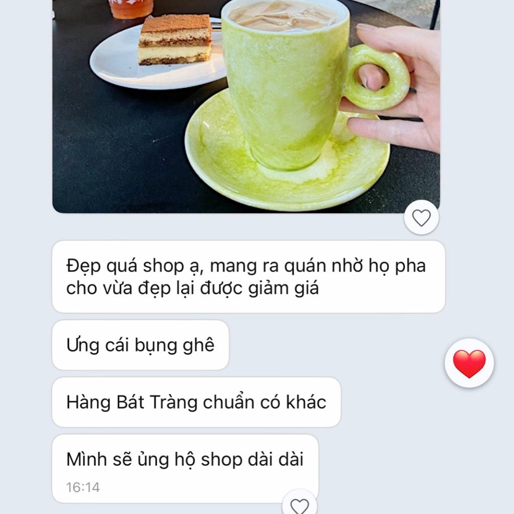 Ly Cafe đẹp - Bộ cà phê Bát Tràng Cao cấp - Tách Latte 330ml - Ly uống cafe siêu xinh - Vitaminceramics