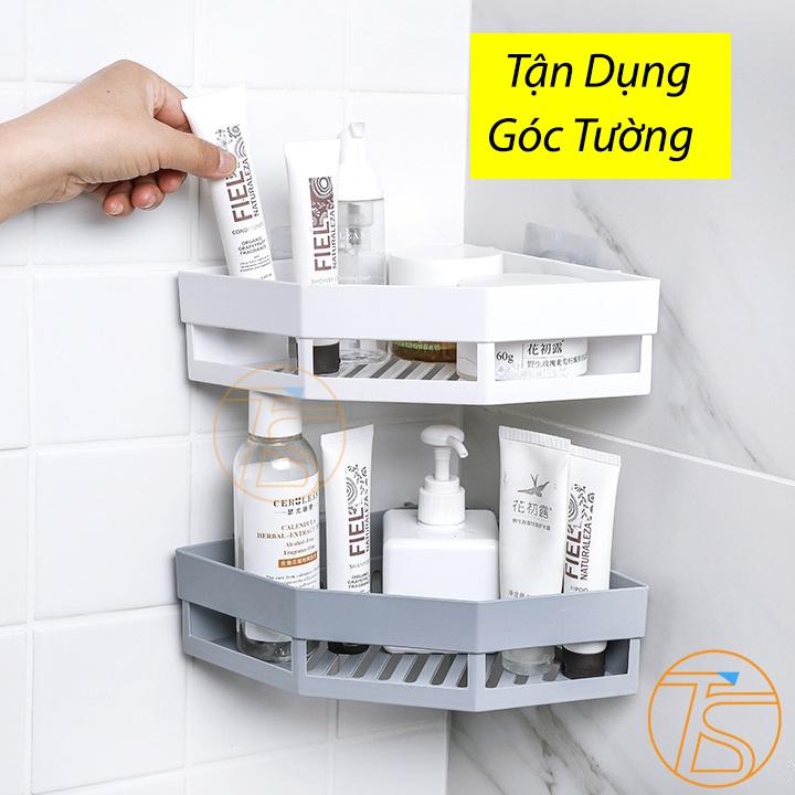 Kệ Nhựa Góc Tường Để Đồ Trong Nhà Tắm Nhà Bếp Dán Bám Dính Không Cần Khoan 18.5x18.5cm - 1 Cái