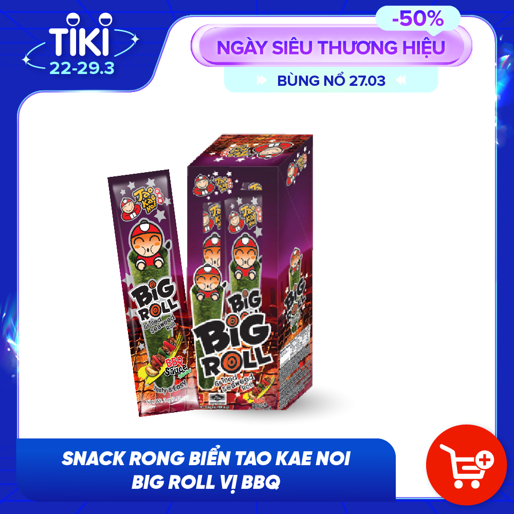 Hộp 6 gói Snack rong biển Tao Kae Noi Big Roll vị Thị nướng (3,6g)