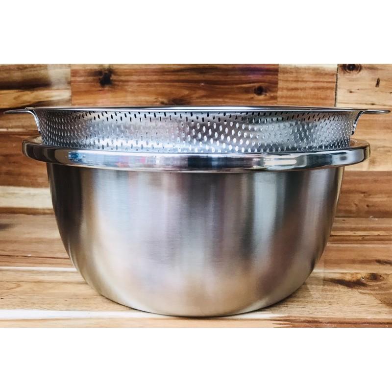 Bộ thau rổ Inox cao cấp có tay cầm size 26cm