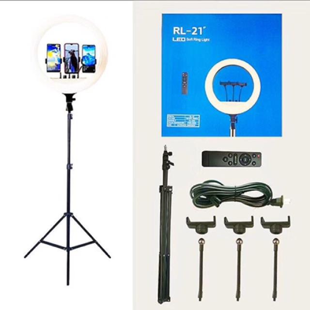 Đèn Livestream 55CM RL-21 kẹp được 3 đt + remote điều chỉnh đèn + chân đèn thép 2m