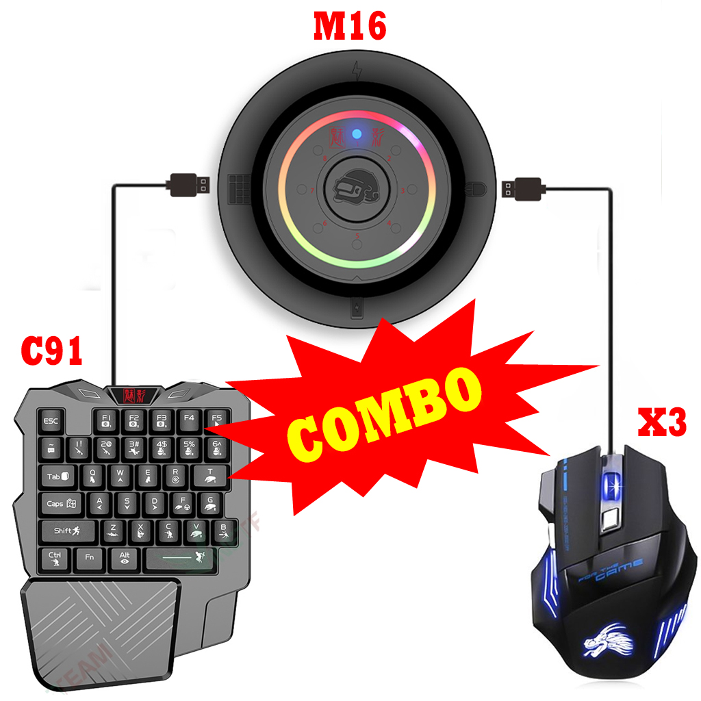 Combo Bộ Chuyển Đổi Kết Nối Chuột Và Bàn Phím Chơi Game Minecraft, PUBG Mobile, Free Fire Cho Điện Thoại Android IOS  - Hàng Chính Hãng