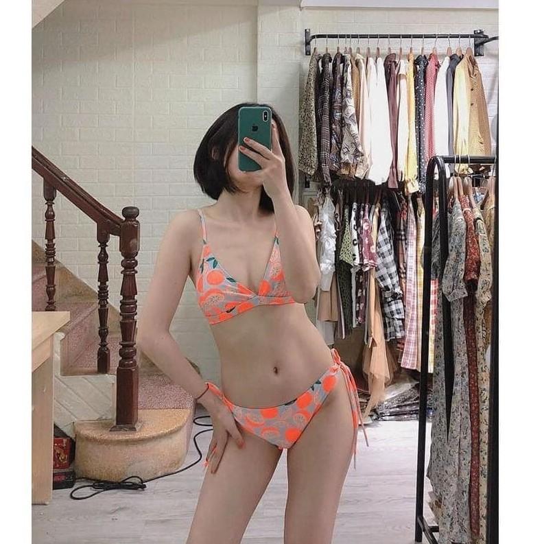 Bikini 2 mảnh tam giác họa tiết trái cam vitamin C