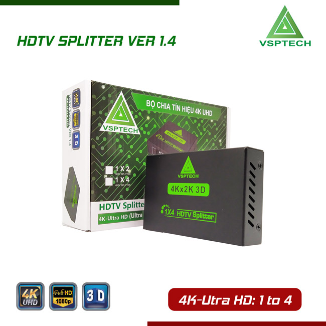 Bộ chia HDMI 1 ra 4 support 3D splitter 1080DPI hdmi 1.4