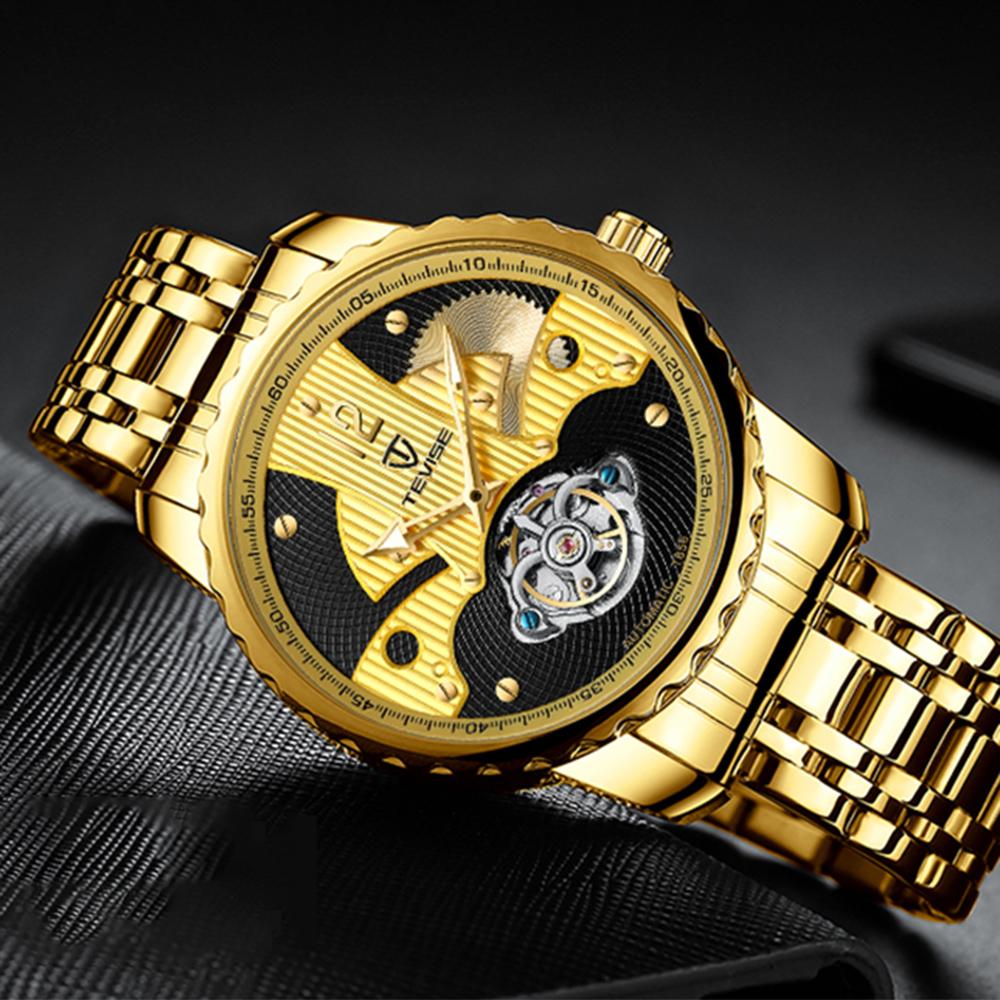 Đồng hồ Nam Thời trang TEVISE bằng thép không gỉ Dây đeo bằng kim loại Vỏ đồng hồ đeo tay chống nước T856B - Bạc