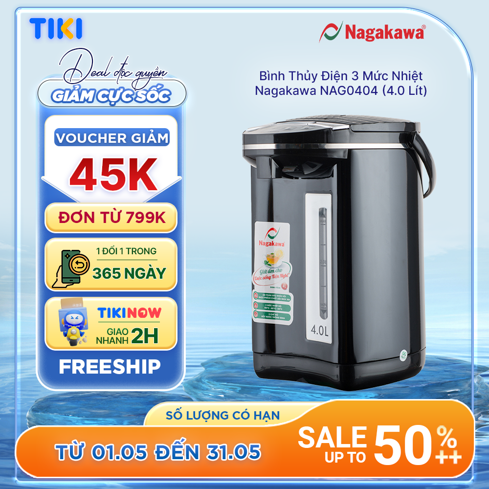 Hình ảnh Bình Thủy Điện 3 Mức Nhiệt Nagakawa NAG0404 (4.0 Lít) - Hàng Chính Hãng